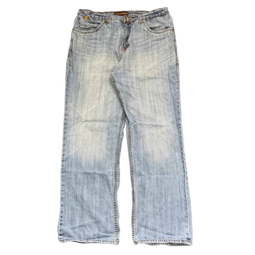 Rocawear Allied Denim Chapter Baggy Jeans Mens 40 Light Wash Embroidered Y2K